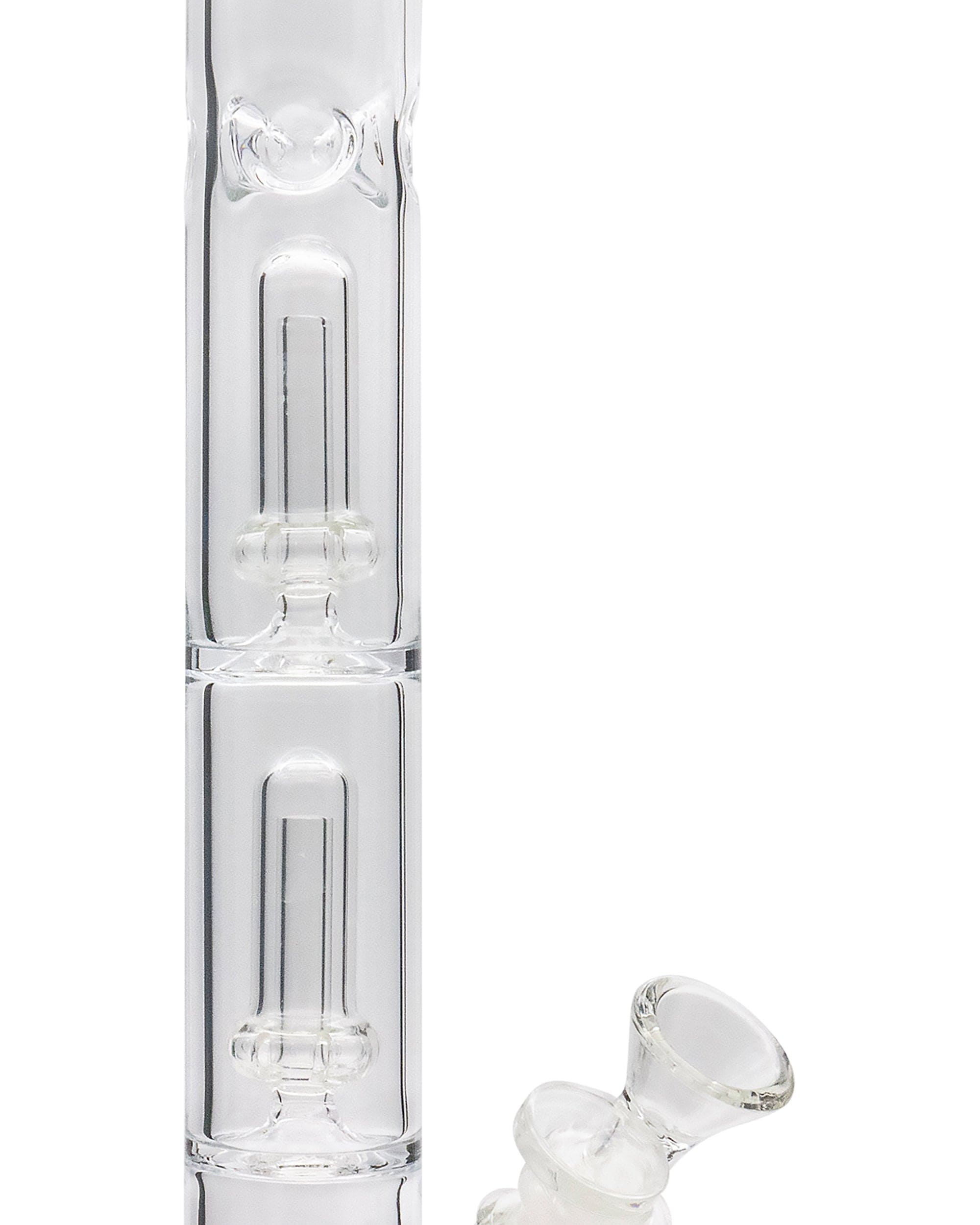 LA Pipes 14" Tall Clear Double UFO Showerhead Perc Straight Tube