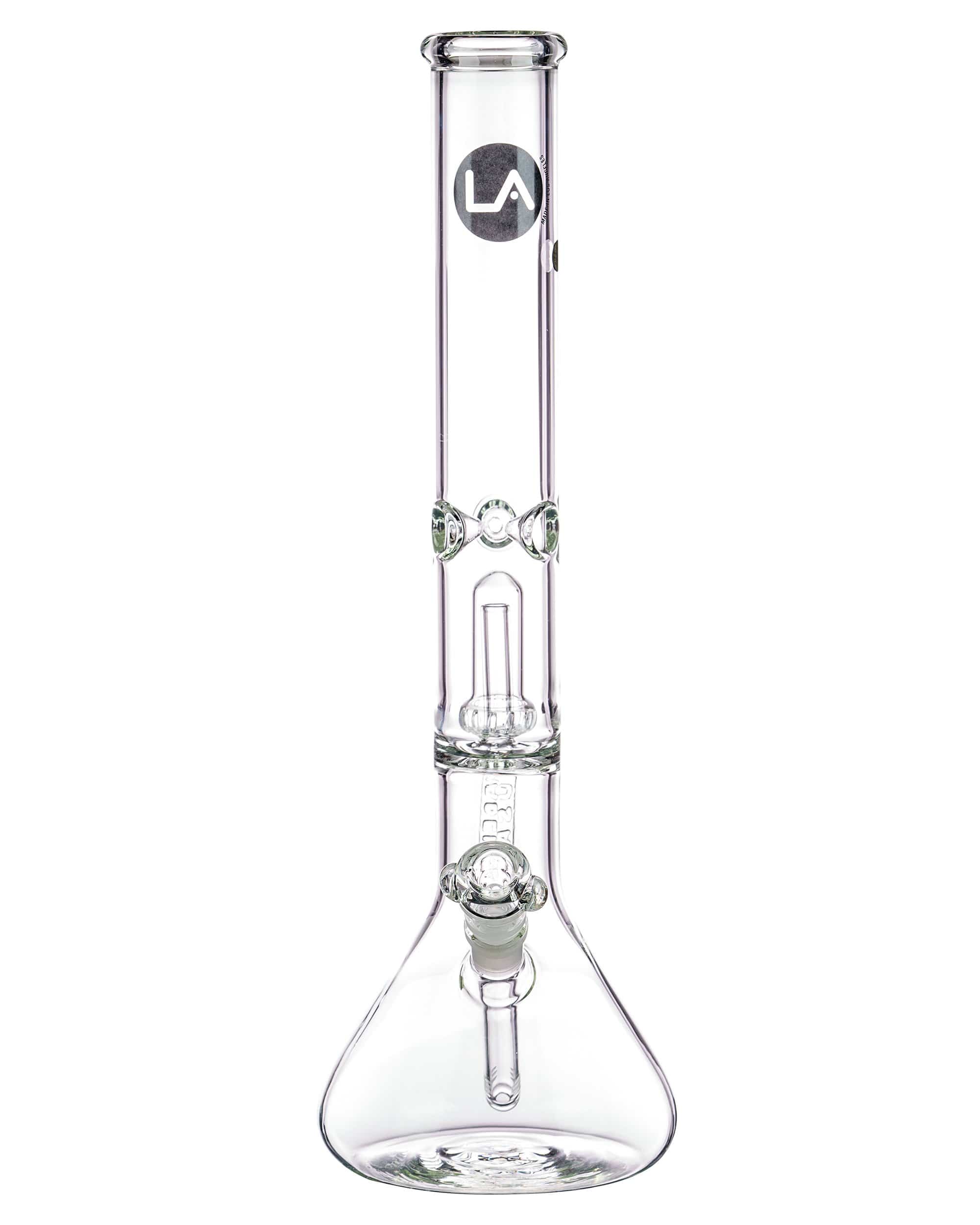 LA Pipes 16" Clear UFO Showerhead Perc Beaker Bong Front View