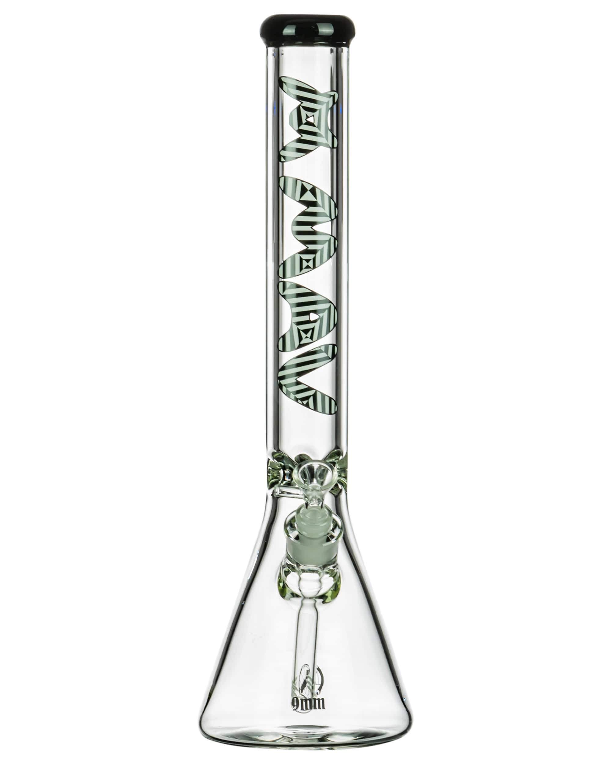 Mav Glass 18" 9mm Beaker Bong Black & White